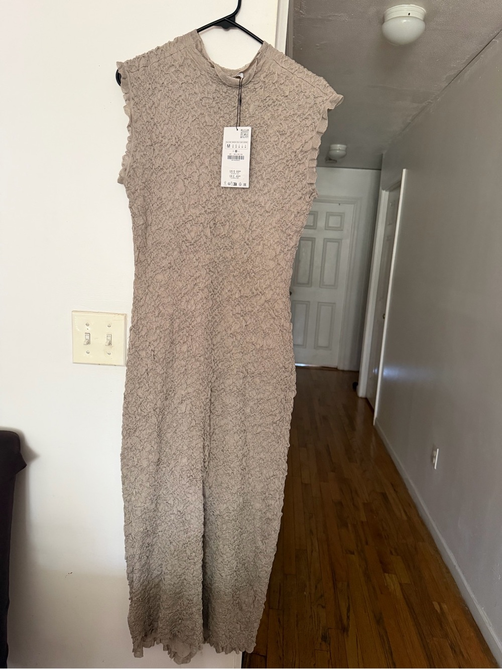Zara Sleeveless Textured Jumpsuit in Taupe
